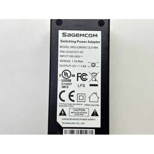 ZASILACZ DO ELEKTRONIKI SAGEMCOM XKD-Z3800IC12.0-48A + KABEL ZASILAJĄCY - zdjęcie 1