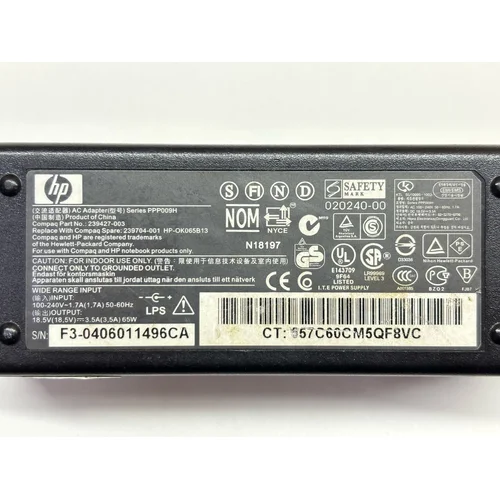 ZASILACZ DO LAPTOPA HP 239427-003 18.5V 3.5A - zdjęcie 1