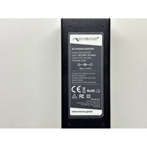 ZASILACZ DO LAPTOPA LENOVO MOVANO ZZLEN20225 20V 2.25A + KABEL ZASILAJĄCY - zdjęcie 1