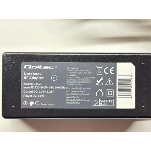 ZASILACZ DO LAPTOPA LENOVO QOLTEC 51528 20V 3.25A - zdjęcie 1