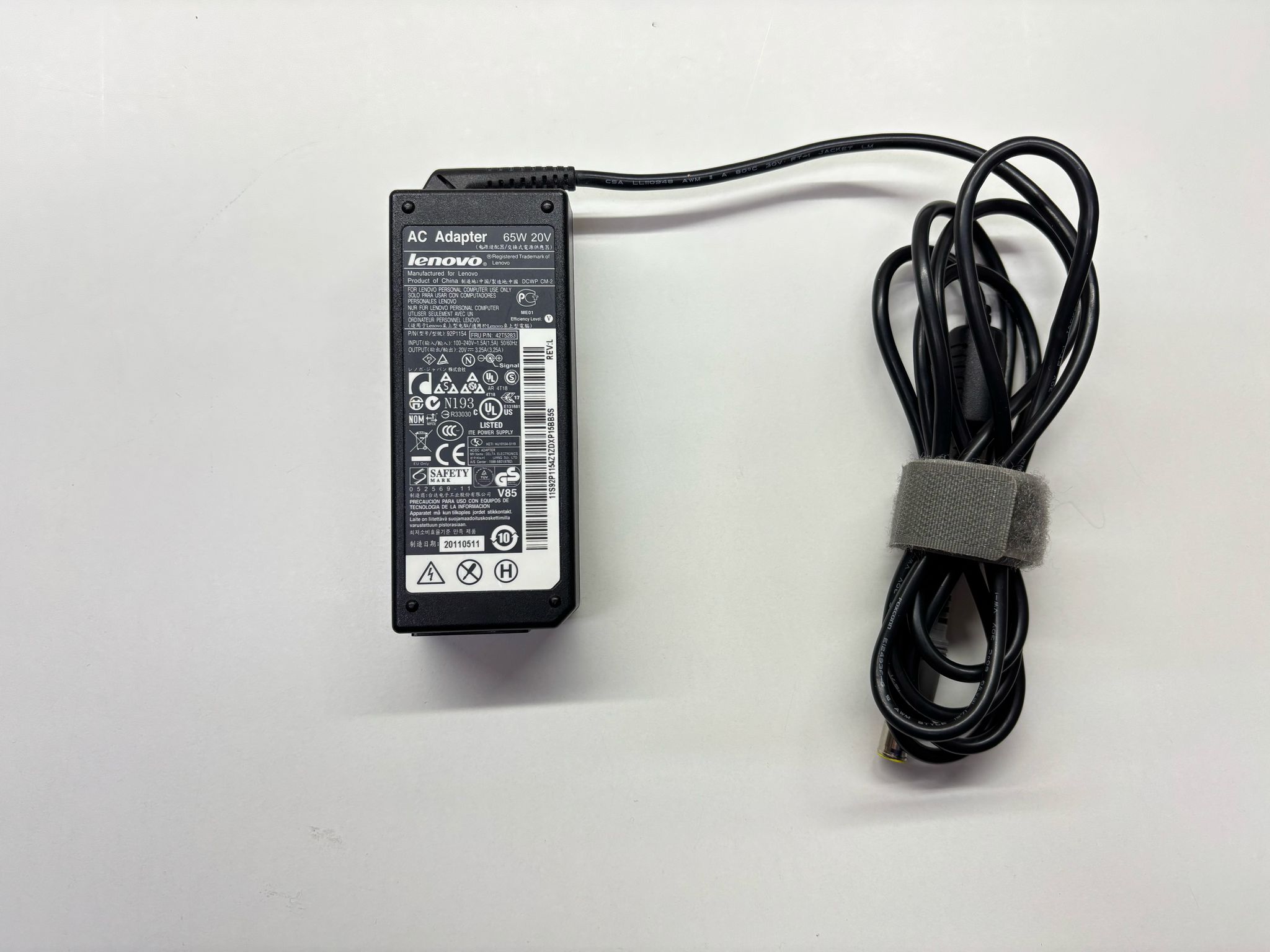 ZASILACZ DO LAPTOPA LENOVO 92P1154 20V 3.25A + KABEL ZASILAJĄCY